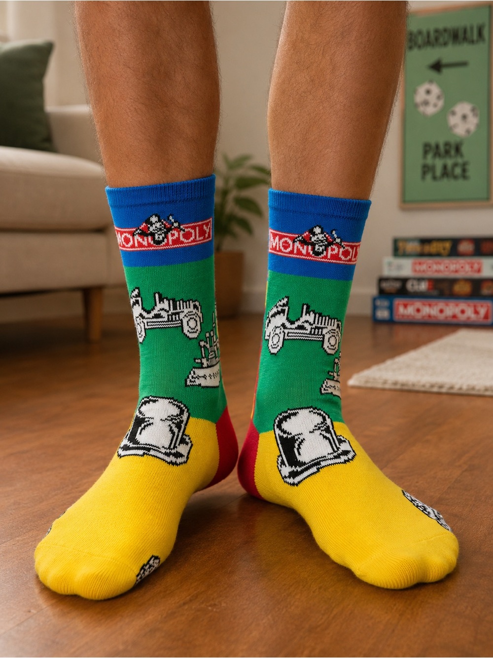 Monopoly Crew Socks Men’s Shoe Size 6-12 NEW